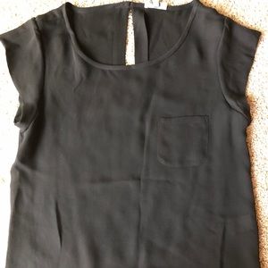 Joie Black Silk Capsleeved Tee, M